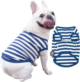 img 4 attached to 🐶 Breathable 100% Cotton Striped Dog T-Shirt for French Bulldog, Stretchy Vest Tank Top for Beagle Pit Bull, Casencase Soft Lightweight Cool Pet T-Shirt Clothing