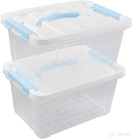 img 4 attached to 📦 Gloreen 6 Quart Clear Storage Bins - Lid & Blue Handle, Multifunctional Plastic Storage Latch Box/Containers - 2 Pack