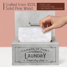 img 3 attached to Rustic Wooden Dryer Sheet Holder With Hinged Lid - Perfect Laundry Room Decor