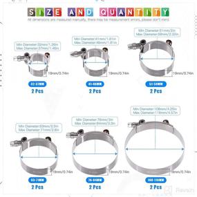 img 3 attached to 🔧 Stainless Steel T-Bolt Hose Clamps Turbo Intake Soft Hose Intercooler Clamps Set - Glarks 12Pcs, 6 Sizes (32-116mm) Assortment