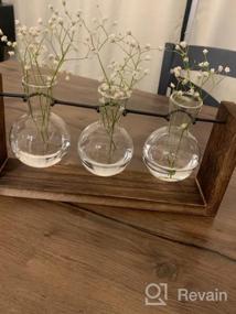 img 6 attached to Kingbuy Plant Propagation Station: Retro Wooden Stand, Glass Terrarium Planter Flower Pot & 3 Bulb Vase For Home Decor!