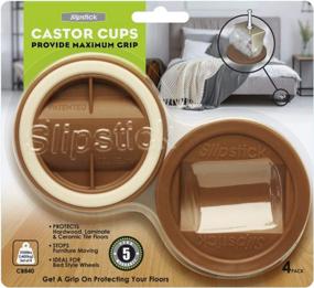 img 4 attached to Set Of 4 Large Caramel Color Slipstick CB840 3-1/4 Inch Bed Roller / Furniture Wheel Gripper Caster Cups