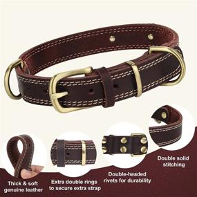 img 1 attached to Personalized Leather Dog Collar For Small Dogs - Adjustable, Heavy Duty, And Thick With Metal Buckle And Engraved Name Plate On Soft Brown Collar - Joytale
