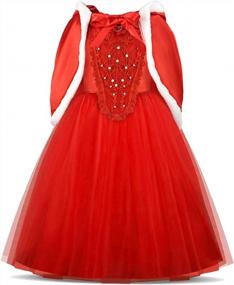 img 4 attached to Red Acecharming Princess Girls' Cosplay Costume For Fancy Dress Parties - Size 140
