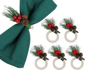 img 4 attached to Add Rustic Charm To Your Table With LogHog'S Handmade Christmas Napkin Rings Set - Perfect For Weddings, Birthdays, Thanksgiving And Valentine'S