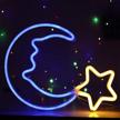 blue led neon light sign wall art decor for kids' bedroom - usb powered crescent moon night light, christmas birthday gift (nembsww) logo