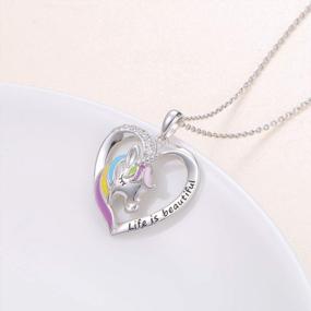 img 1 attached to Ожерелье с подвеской в ​​виде сердца единорога из стерлингового серебра: вечный подарок для женщин и дочерей