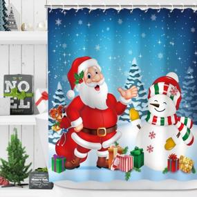 img 2 attached to LIVILAN Christmas Shower Curtain Santa Shower Curtain Snowman Shower Curtain Xmas Shower Curtain For Bathroom With 12 Hooks Santa Claus Winter Holiday Decoration, 72"X 72