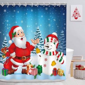 img 3 attached to LIVILAN Christmas Shower Curtain Santa Shower Curtain Snowman Shower Curtain Xmas Shower Curtain For Bathroom With 12 Hooks Santa Claus Winter Holiday Decoration, 72"X 72