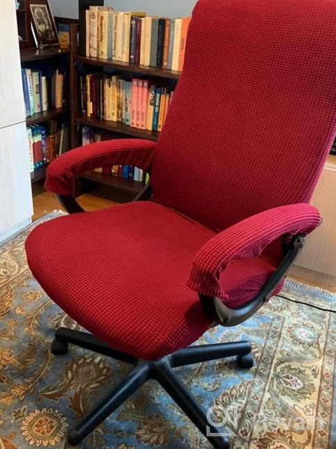 img 1 attached to Large Black Non-Slip Stretchable Chair Covers For Home Office, Executive And Gaming Chairs | H.VERSAILTEX review by Jasmine Ashford