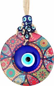 img 4 attached to Erbulus Evil Eye Wall Hanging: 5.1" Wooden Circle Protection Amulet In A Box - Turkish Nazar Amulet & Wall Art Decor Mandala