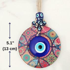 img 3 attached to Erbulus Evil Eye Wall Hanging: 5.1" Wooden Circle Protection Amulet In A Box - Turkish Nazar Amulet & Wall Art Decor Mandala