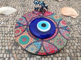 img 1 attached to Erbulus Evil Eye Wall Hanging: 5.1" Wooden Circle Protection Amulet In A Box - Turkish Nazar Amulet & Wall Art Decor Mandala