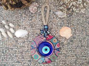 img 2 attached to Erbulus Evil Eye Wall Hanging: 5.1" Wooden Circle Protection Amulet In A Box - Turkish Nazar Amulet & Wall Art Decor Mandala
