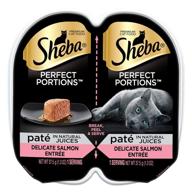 🐱 sheba perfect portions premium pate salmon entrée twin pack wet cat food: irresistible 1.3 oz portions for your feline friend logo