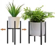 2-pack metal plant stand - adjustable width fits 8 to 12 inch pots, mid-century flower holder for corner display - black (planter and pot not included) logo