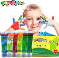 набор моющихся пальчиковых красок для детей - нетоксичный 6-цветный набор для ванн, 6 x 30 мл (1,02 жидких унции), идеально подходит для малышей логотип