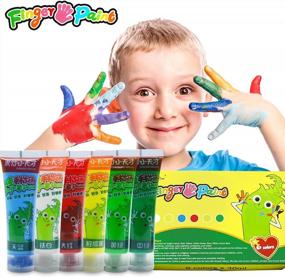 img 3 attached to Набор моющихся пальчиковых красок для детей - нетоксичный 6-цветный набор для ванн, 6 x 30 мл (1,02 жидких унции), идеально подходит для малышей