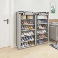 📦 udear grey shoe rack: portable storage organizer with non-woven fabric cover for free standing логотип