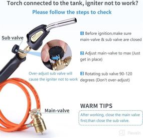 img 1 attached to 🔥 Portable Propane Torch Head with 3.6FT Hose & Hook: Adjustable Mapp Gas Flame for Brazing, Soldering, Welding, HVAC, BBQ - Efficient Propane Mapp Map Pro Gas Fuel