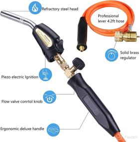 img 3 attached to 🔥 Portable Propane Torch Head with 3.6FT Hose & Hook: Adjustable Mapp Gas Flame for Brazing, Soldering, Welding, HVAC, BBQ - Efficient Propane Mapp Map Pro Gas Fuel