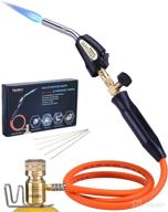 🔥 portable propane torch head with 3.6ft hose & hook: adjustable mapp gas flame for brazing, soldering, welding, hvac, bbq - efficient propane mapp map pro gas fuel logo