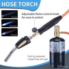 img 2 attached to 🔥 Portable Propane Torch Head with 3.6FT Hose & Hook: Adjustable Mapp Gas Flame for Brazing, Soldering, Welding, HVAC, BBQ - Efficient Propane Mapp Map Pro Gas Fuel