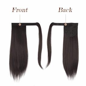 img 3 attached to 👱 FESHFEN 14 inch Straight Ponytail Extension: Natural Long Ponytails, Wrap Around Clip in Hair Piece, Synthetic Hairpieces for Women and Girls