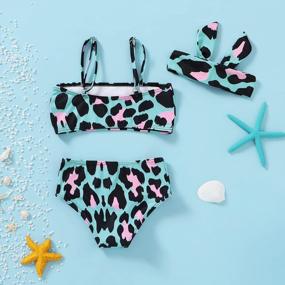 img 2 attached to Girls Leopard Halter Top Bikini Swimsuit 2-Piece Set Toddler Beach Swimwear