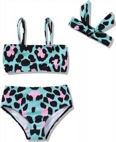 img 4 attached to Girls Leopard Halter Top Bikini Swimsuit 2-Piece Set Toddler Beach Swimwear
