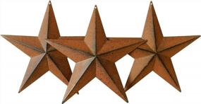img 2 attached to Add A Vintage Touch To Your Home With CVHOMEDECO Rusty Metal Barn Star Wall/Door Decor, Set Of 3, 8-Inch
