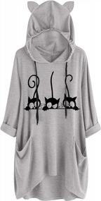 img 4 attached to Cute & Comfy: Women'S Plus Size Cartoon Graphic Hoodie Sweatshirt With Pocket