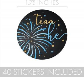 img 2 attached to Gender Reveal Party Stickers - Team He Or She (40 Pack)
