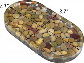 img 1 attached to Natural Stone Pebbles Vanity Tray For Bathroom, Kitchen, And Countertop Soap Storage