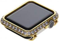 apple watch series 3/2/1 42mm bling face cover rhinestone crystal diamond metal case for men women - gold, 3.0mm big size логотип