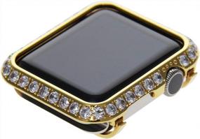 img 4 attached to Apple Watch Series 3/2/1 42Mm Bling Face Cover Rhinestone Crystal Diamond Metal Case For Men & Women - Gold, 3.0Mm Big Size