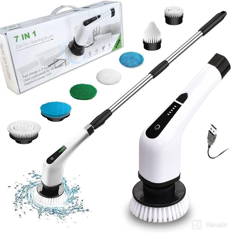 GOOD PAPA Electric Spin Scrubber, Rechargeable Battery Bathroom Scrubber,Power  Scrubber Removable Handle with 5 Replaceable