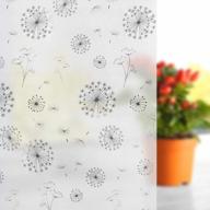 frosted privacy window film, non-adhesive sun blocking stained glass static cling door sticker with dandelion design - perfect for home or office use (35.4 inch x 6.5 feet) logo