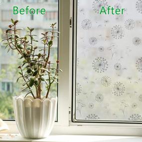 img 3 attached to Frosted Privacy Window Film, Non-Adhesive Sun Blocking Stained Glass Static Cling Door Sticker With Dandelion Design - Perfect For Home Or Office Use (35.4 Inch X 6.5 Feet)