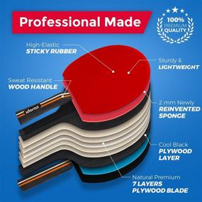 img 2 attached to 4-Player Pro Table Tennis Racket Set With Portable Cover Case - Premium Paddle Bundle Kit For Indoor/Outdoor Game Balls - Good Spin & Professional Accessories Racquets Bat.