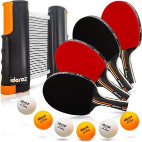 img 4 attached to 4-Player Pro Table Tennis Racket Set With Portable Cover Case - Premium Paddle Bundle Kit For Indoor/Outdoor Game Balls - Good Spin & Professional Accessories Racquets Bat.