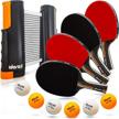4-player pro table tennis racket set with portable cover case - premium paddle bundle kit for indoor/outdoor game balls - good spin & professional accessories racquets bat. logo