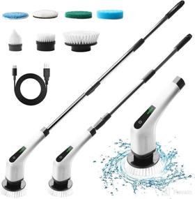 img 4 attached to 🧽 Upgraded Cordless Electric Spin Scrubber - MEEDNV Shower Cleaning Brush with 7 Brush Heads & Extension Long Handle - Powerful Electric Scrubber for Bathroom, Tub, Tile, Floor, Car