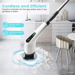 img 2 attached to 🧽 Upgraded Cordless Electric Spin Scrubber - MEEDNV Shower Cleaning Brush with 7 Brush Heads & Extension Long Handle - Powerful Electric Scrubber for Bathroom, Tub, Tile, Floor, Car