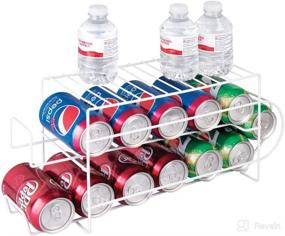 img 4 attached to Efficient Kitchen Pantry Organizer: mDesign 2-Tier Metal Wire Standing Can Dispenser Rack with Top Shelf for Pop/Soda and Food Cans - Holds 12 Cans - White