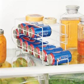 img 2 attached to Efficient Kitchen Pantry Organizer: mDesign 2-Tier Metal Wire Standing Can Dispenser Rack with Top Shelf for Pop/Soda and Food Cans - Holds 12 Cans - White