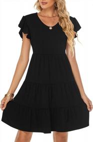 img 4 attached to Women'S Black Boho Sundress - Lyrur Summer Dress W/ Ruffle Sleeves & Tiered Babydoll Design