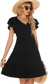 img 2 attached to Women'S Black Boho Sundress - Lyrur Summer Dress W/ Ruffle Sleeves & Tiered Babydoll Design