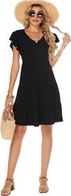 img 1 attached to Women'S Black Boho Sundress - Lyrur Summer Dress W/ Ruffle Sleeves & Tiered Babydoll Design