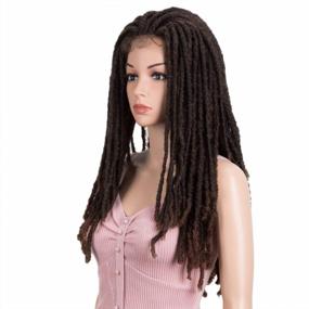 img 2 attached to Joedir 22 "Dreadlock Lace Front Wig Crochet Braided Twist 3X6 Free Parting Wigs With Baby Hair for Black Women Synthetic Hair Wigs (Ombre Brown)